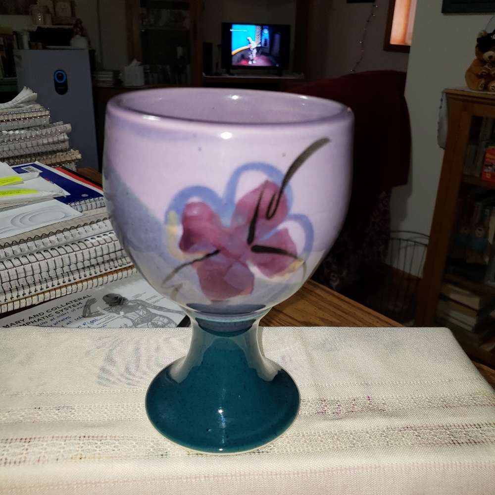 Vintage Kent Follette Purple Floral Chalice